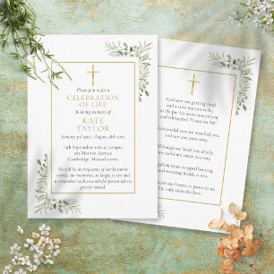 Tarjetas de oración de recuerdo para funeral crist
