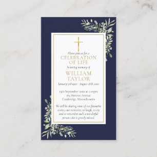 Tarjetas de oración de recuerdo para funeral crist