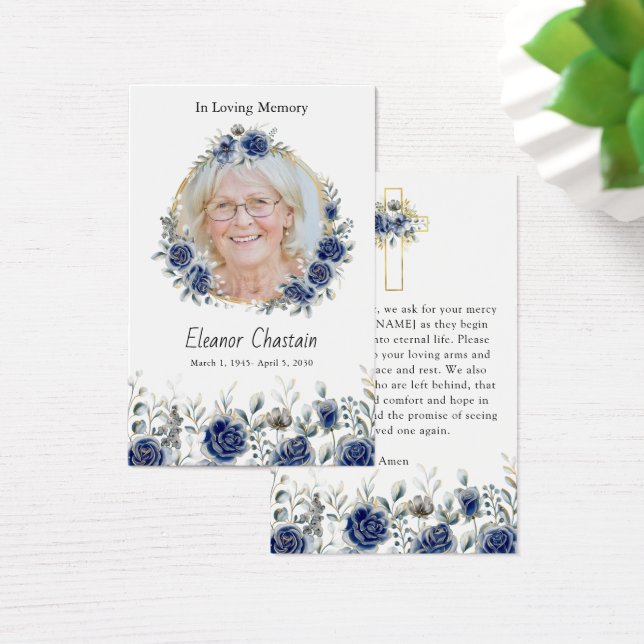 Tarjetas de oración de simpatía con flores azules  (Escritorio)