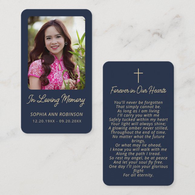 Tarjetas de oración de simpatía funeral memorial o (Anverso / Reverso)