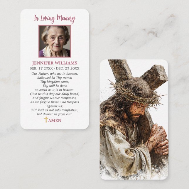 Tarjetas de Oración de Simpatía por Pérdida Funera (Anverso / Reverso)