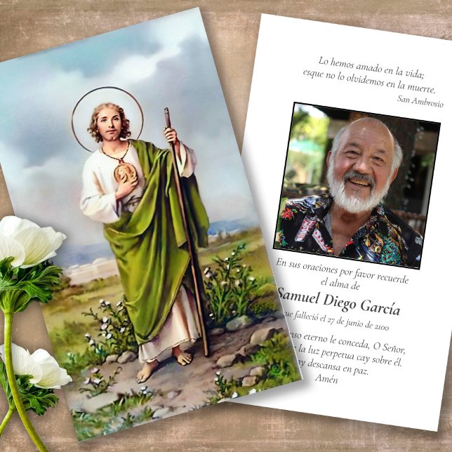 Tarjetas de Oración Española St Jude (catholic, religious, celebration of life, in loving memory of, prayer cards for bereavement)