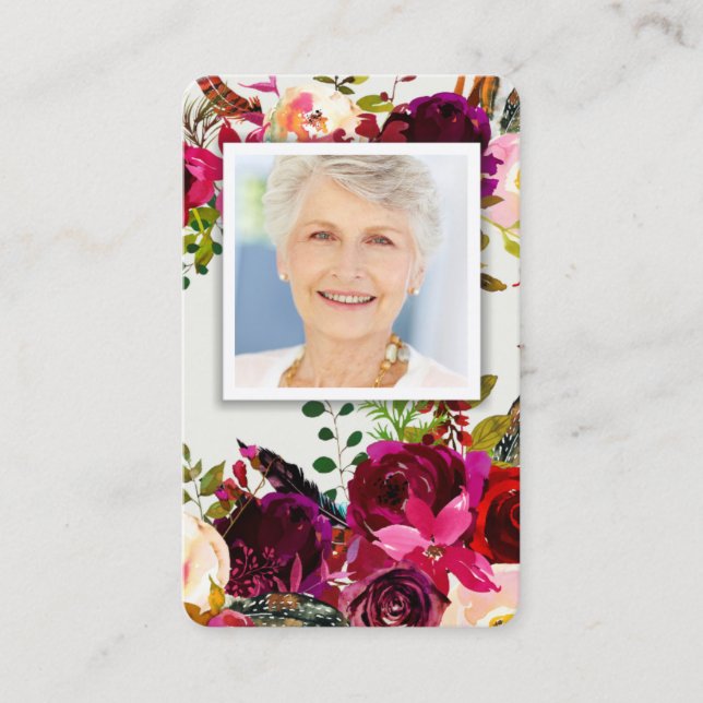 Tarjetas de oración| Floral Bordo Deluxe (Anverso)