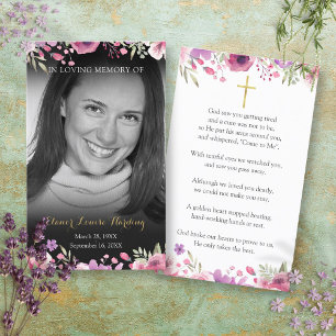 Tarjetas de oración florales para funerales de fot