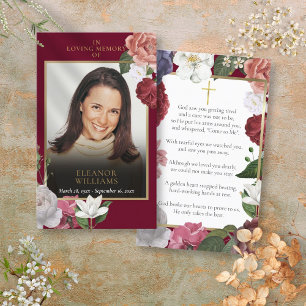 Tarjetas de oración fotográficas florales de Borgo