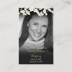Tarjetas de oración fúnebre con foto en blanco y n