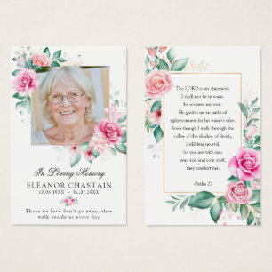 Tarjetas de oración fúnebre con foto floral conmem