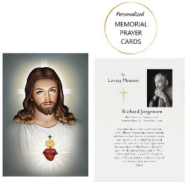 Tarjetas de oración fúnebre del Sagrado Corazón de