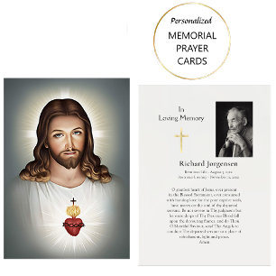 Tarjetas de oración fúnebre del Sagrado Corazón de