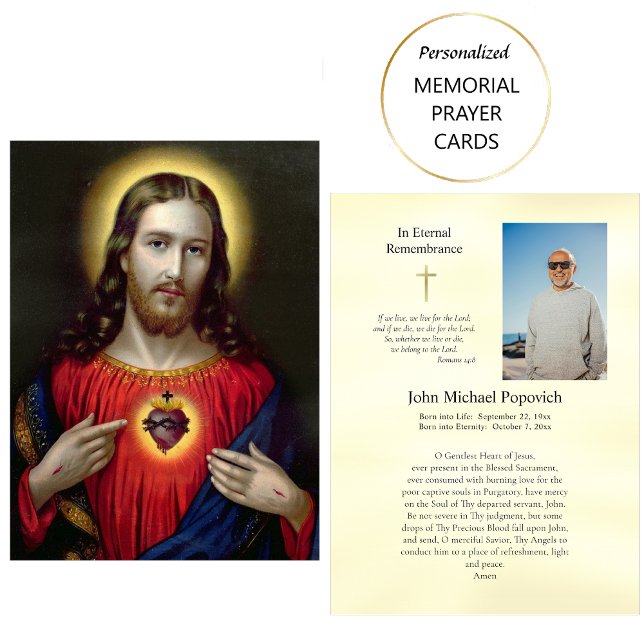 Tarjetas de oración fúnebre del Sagrado Corazón de (Subido por el creador)