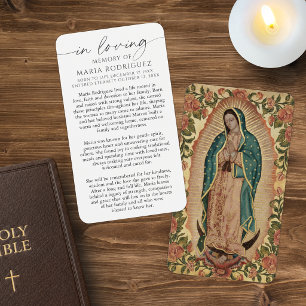 Tarjetas de Oración Fúnebre en Memoria de Guadalup