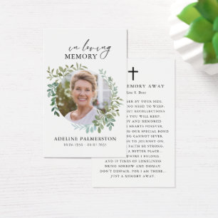 Tarjetas de oración fúnebre floral en memoria amor