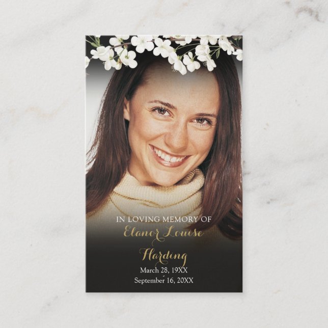 Tarjetas de oración fúnebres con foto floral de fl (Anverso)