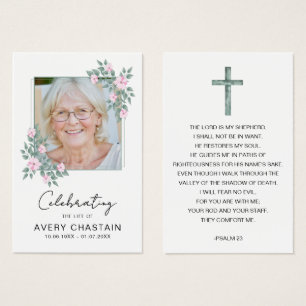 Tarjetas de oración fúnebres con foto floral elega