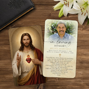 Tarjetas de Oración Funeral Sagrado Corazón de Jes