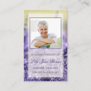 Tarjetas de oración funerarias Lavender   En la m