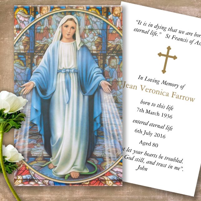 Tarjetas de oración | Hail Mary (catholic, religious, celebration of life, in loving memory of, prayer cards for bereavement)