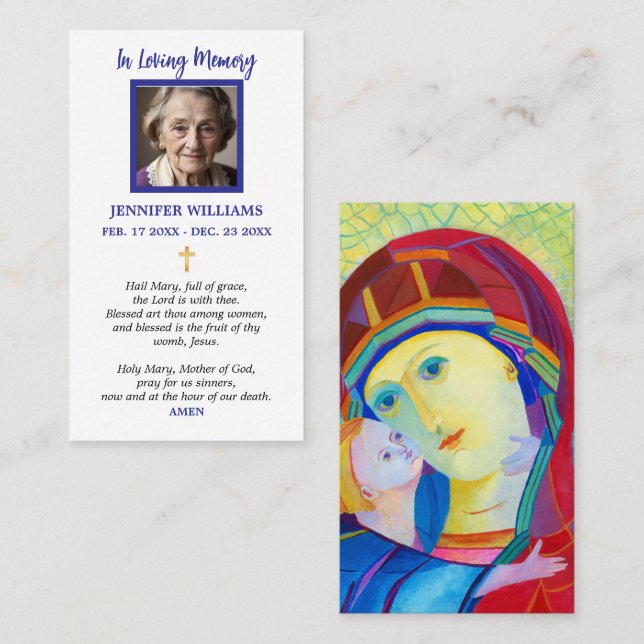 Tarjetas de Oración Icono Moderna de la Madonna Vi (Anverso / Reverso)