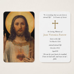 Tarjetas de oración   Jesús del Corazón Sagrado An