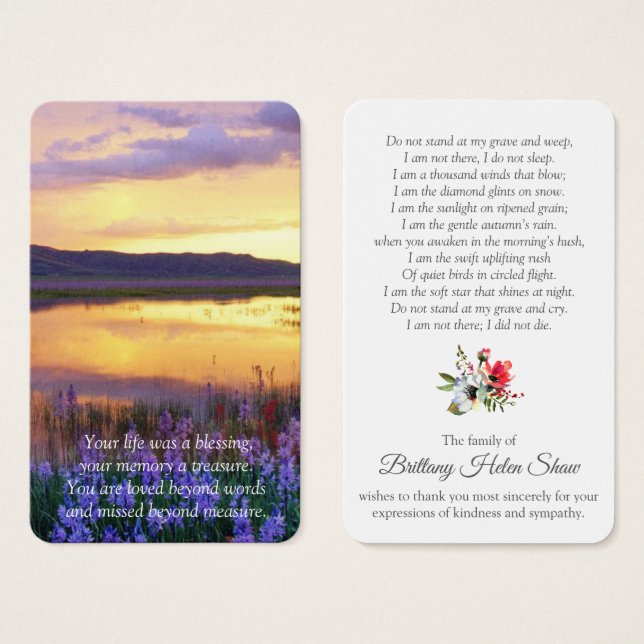 Tarjetas de oración | Lago Floral (Anverso y reverso)