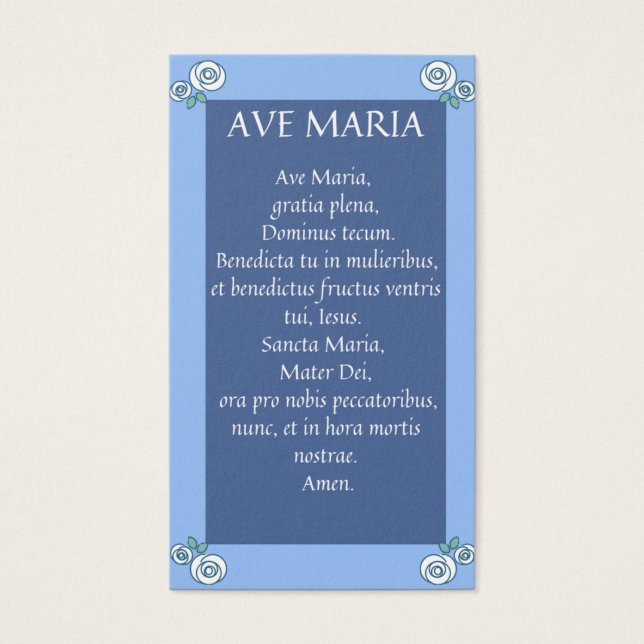 Tarjetas de Oración Latinas AVE MARIA (Frente)