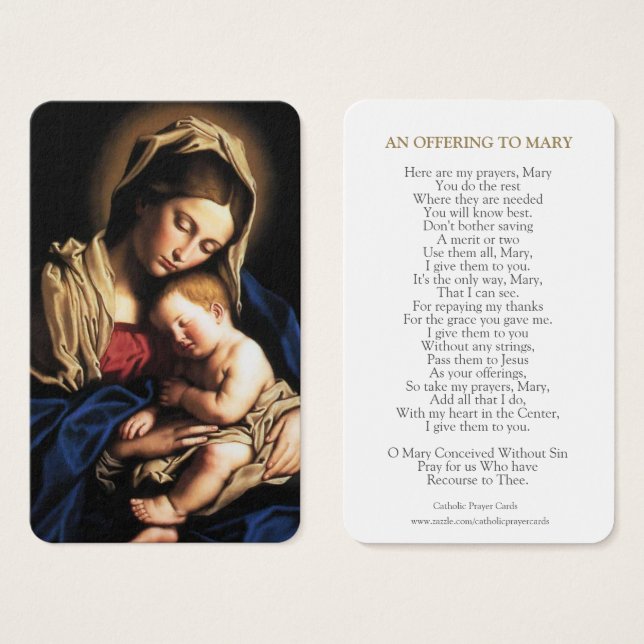 Tarjetas de oración | María y el Niño Jesús (Anverso y reverso)