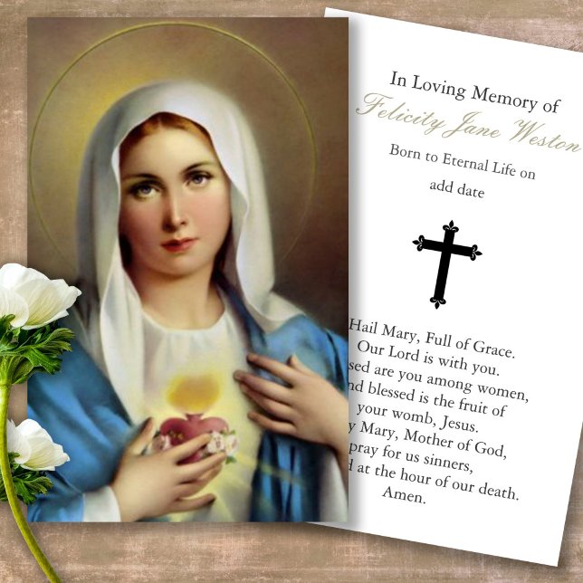 Tarjetas de oración | Mary italiana (catholic, religious, celebration of life, in loving memory of, prayer cards for bereavement)
