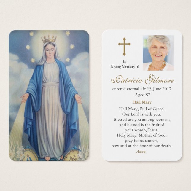 Tarjetas de oración | Medalla milagrosa de Nuestra (Anverso y reverso)