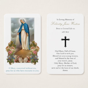 Tarjetas de oración   Medalla Virgin Mary