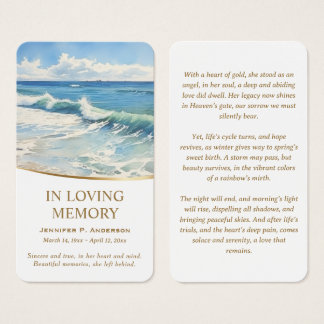 Tarjetas de Oración Memorial de Olas Suaves del Ma