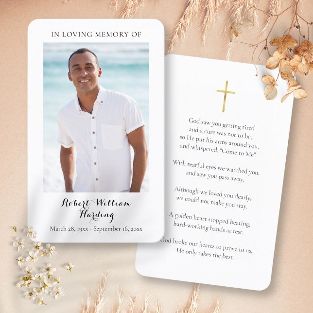 Tarjetas de oración memorial de pésame para funera (Photo Funeral Sympathy Memorial Prayer Cards)