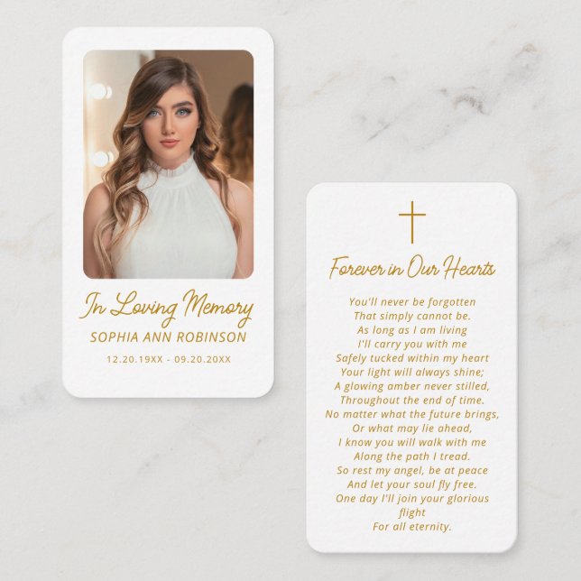 Tarjetas de oración memorial de simpatía fúnebre (Anverso / Reverso)