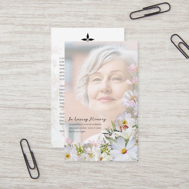 Tarjetas de Oración Memorial Florales (Anverso/Reverso In Situ)