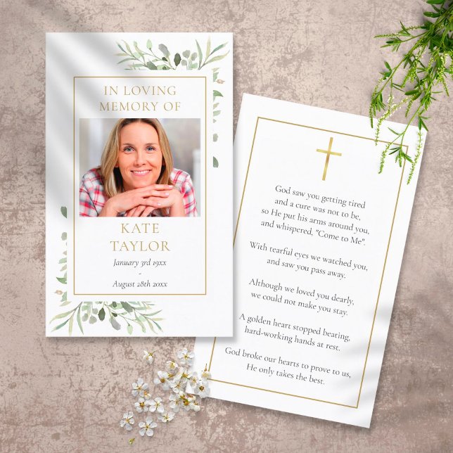 Tarjetas de oración memorial fúnebre con foto de v (Subido por el creador)