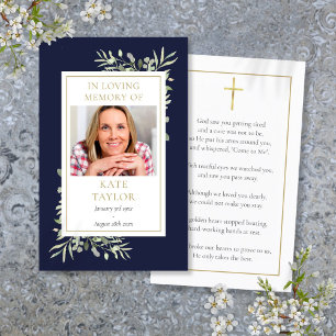 Tarjetas de oración memorial fúnebre con foto de v