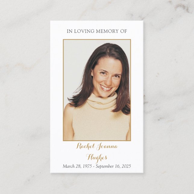 Tarjetas de oración memorial fúnebre con foto flor (Anverso)
