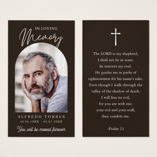 Tarjetas de oración memorial fúnebre con foto marr (Anverso y reverso)