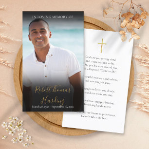 Tarjetas de oración memorial fúnebre con guión dor