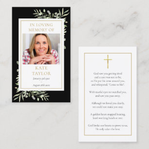 Tarjetas de oración memorial fúnebre con vegetació