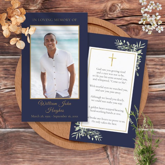 Tarjetas de oración memorial fúnebre de oro azul m (Subido por el creador)