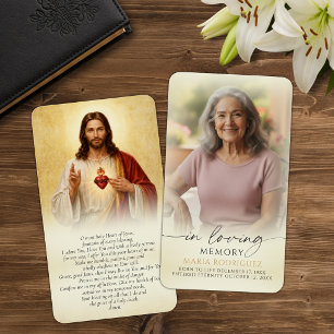 Tarjetas de oración memorial fúnebre del Sagrado C