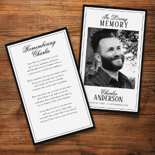 Tarjetas de Oración Memorial Impresas de Amor y Re