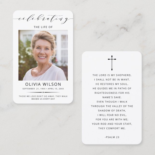 Tarjetas de oración memoriales de funeral con foto (Anverso / Reverso)
