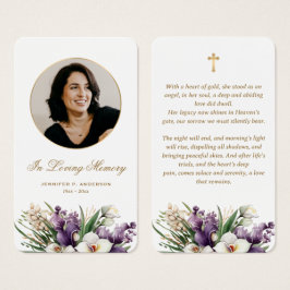 Tarjetas de oración memoriales de funeral con foto