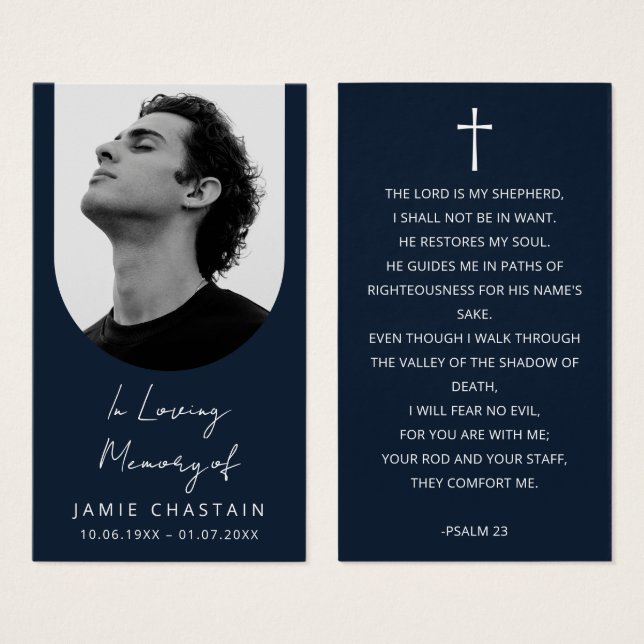 Tarjetas de oración memoriales de funeral con foto (Anverso y reverso)