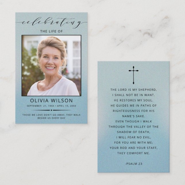 Tarjetas de oración memoriales de funeral con foto (Anverso / Reverso)