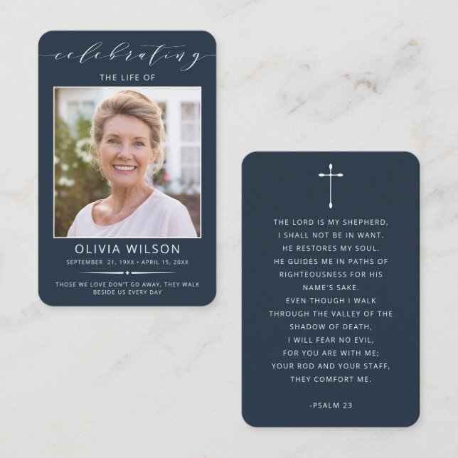 Tarjetas de oración memoriales de funeral con foto (Anverso / Reverso)