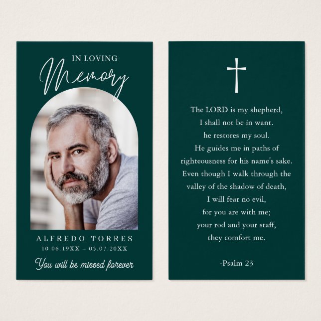 Tarjetas de oración memoriales de funeral de foto  (Anverso y reverso)