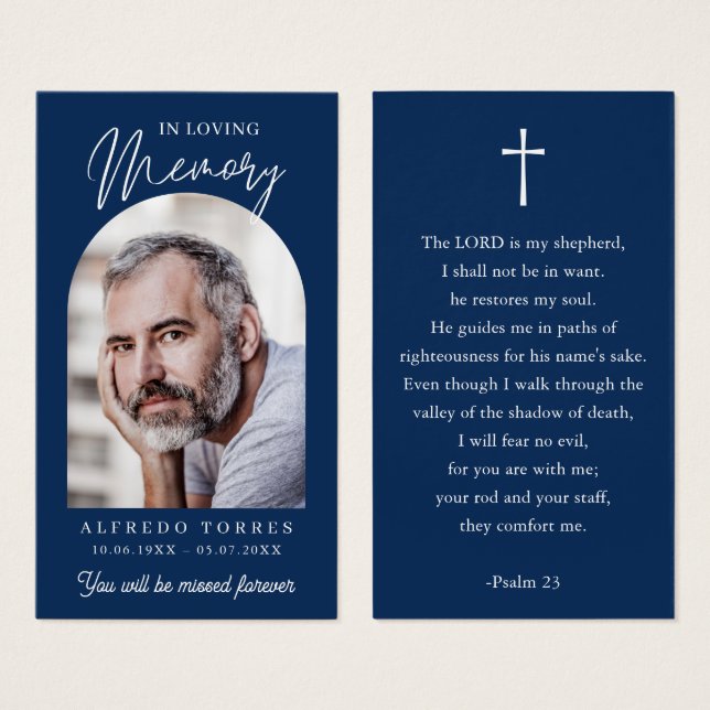Tarjetas de oración memoriales funerarias modernas (Anverso y reverso)