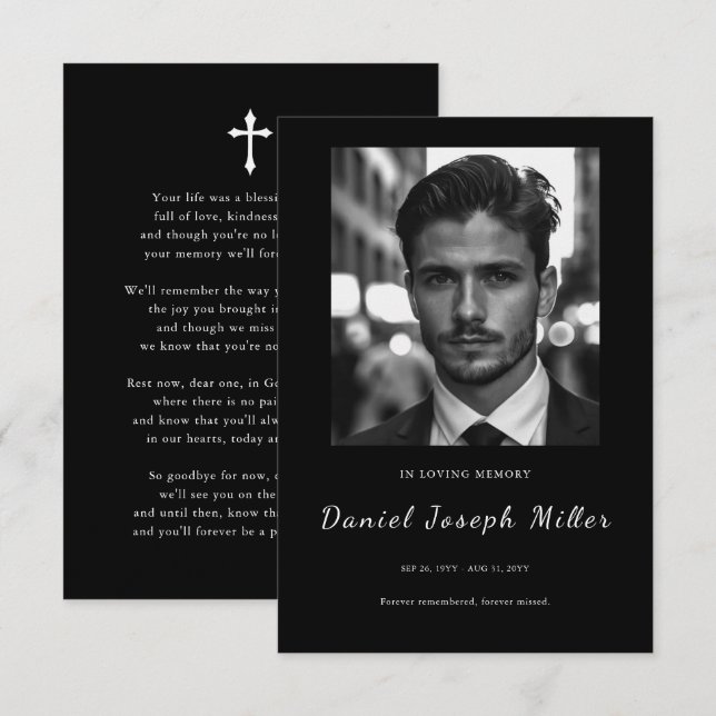 Tarjetas de oración memoriales para funerales con  (Anverso / Reverso)